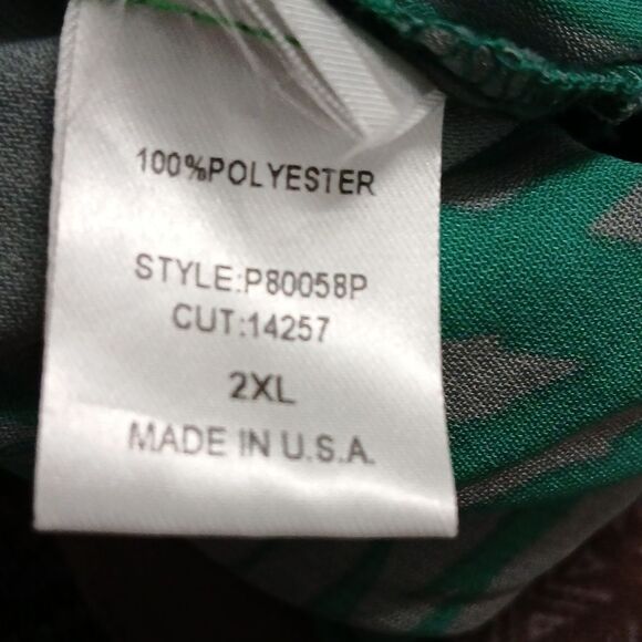 Oddy green gray off the shoulder fern printed wide leg belted jumpsuit  Sz 2XL - Picture 10 of 10